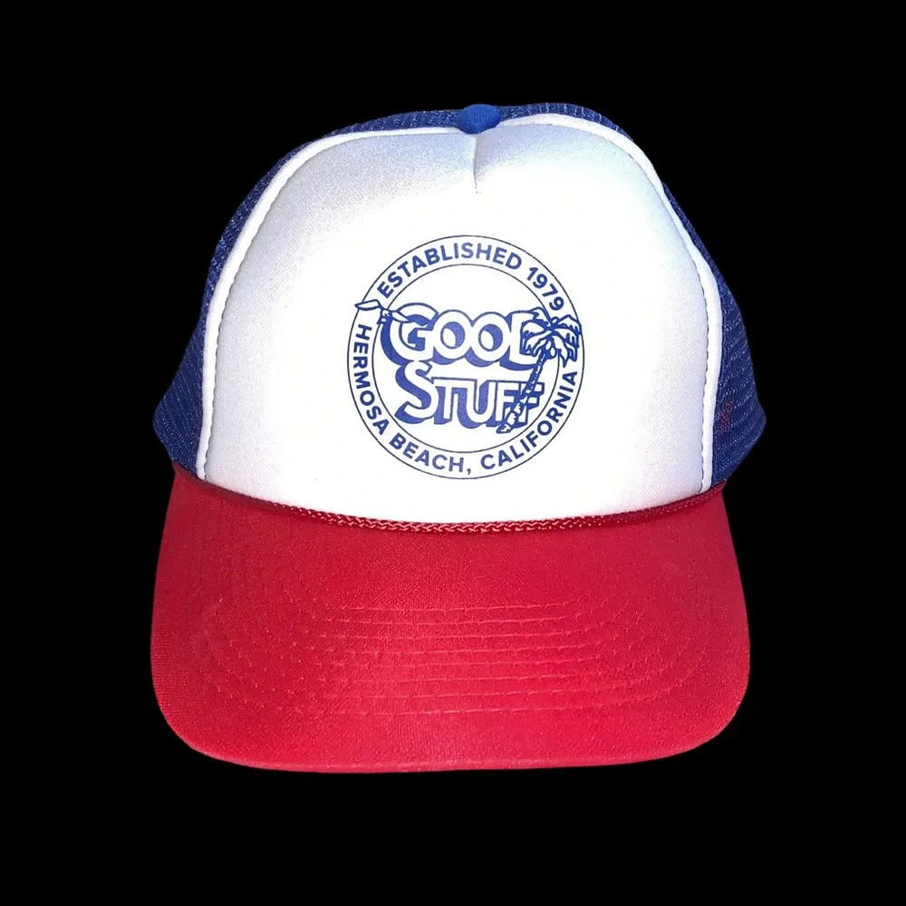 Good Stuff Hermosa Beach California Unisex Red White Blue Casual Trucker Hat